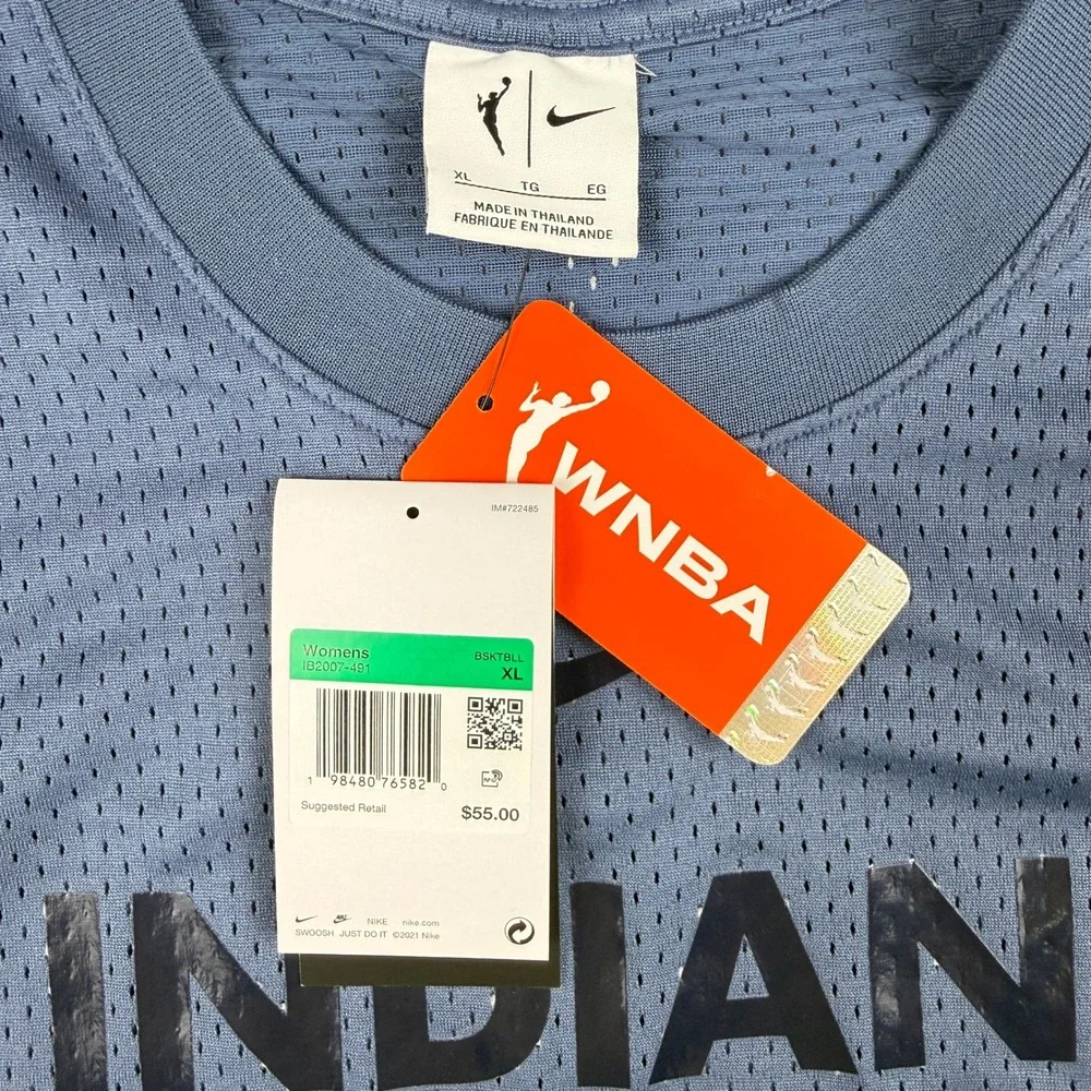 NIKE WNBA Indiana Fever Mesh Tank Top Womens XL Blue Basketball Cropped Jersey‎